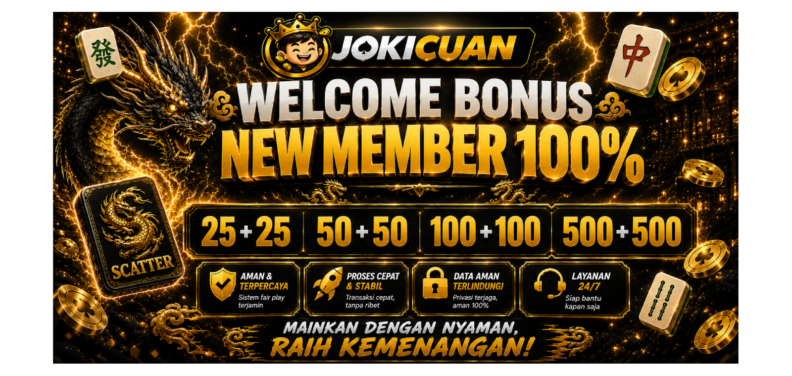 BONUS NEW MEMBER 100% DI DEPAN (ALL SLOT)